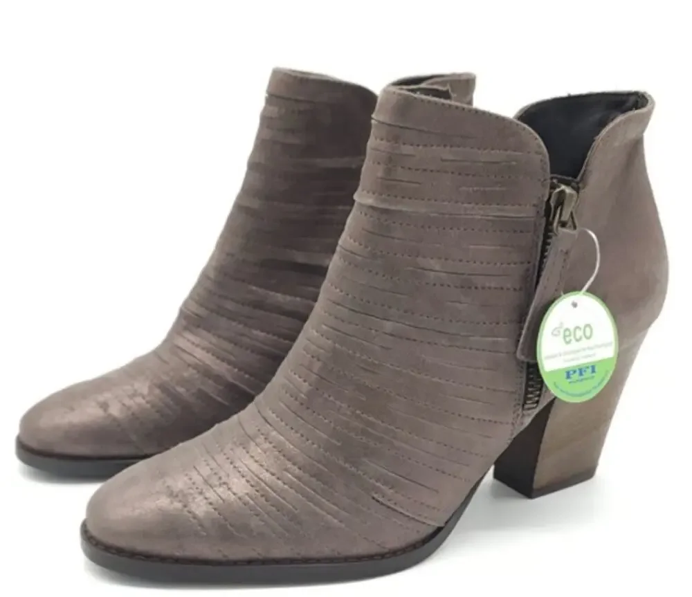 Paul Green Malibu Sliced Double Zip Bootie Nubuck Antique Metallic Size 10.5 NIB